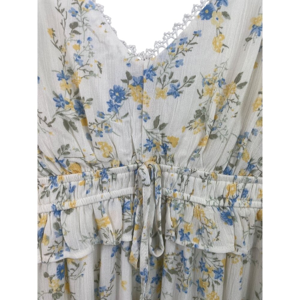 Wallflower Womens Size Large Floral Midi Dress With Ruffle Hem Adjustable Straps - Picture 5 of 13